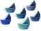 300PCS Mini Gradient Cupcake Liners Cupcake Cups 6 Designs Blue Gradient Cupcake Papers Baking Cups Cupcake Wrappers (Small Size)